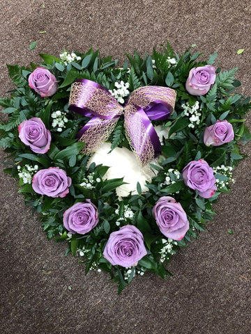 Heart Rose Wreath Purple with Gypsophila
