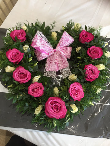 Heart Rose Wreath Pink