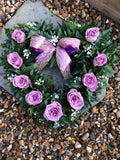 Heart Rose Wreath Purple with Gypsophila